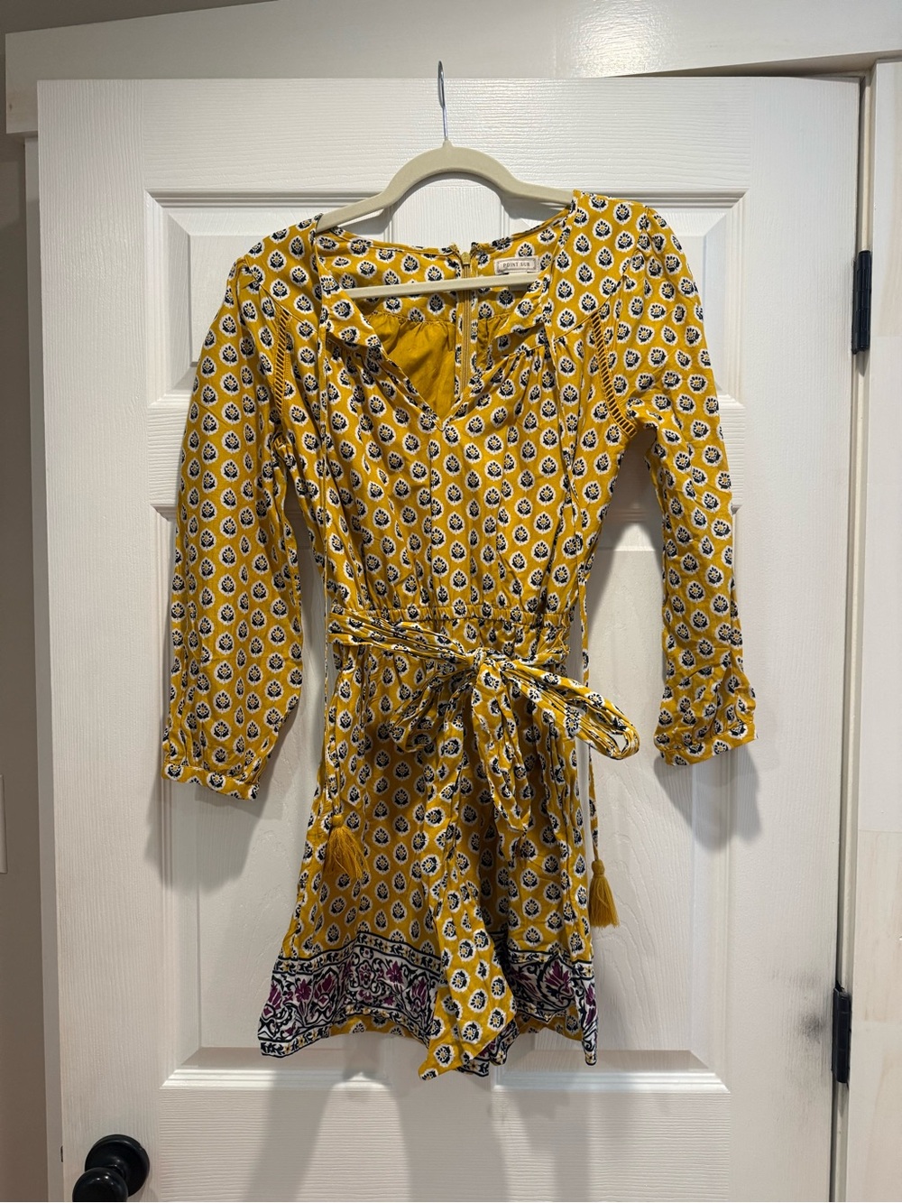 J. Crew Yellow Block Print Romper